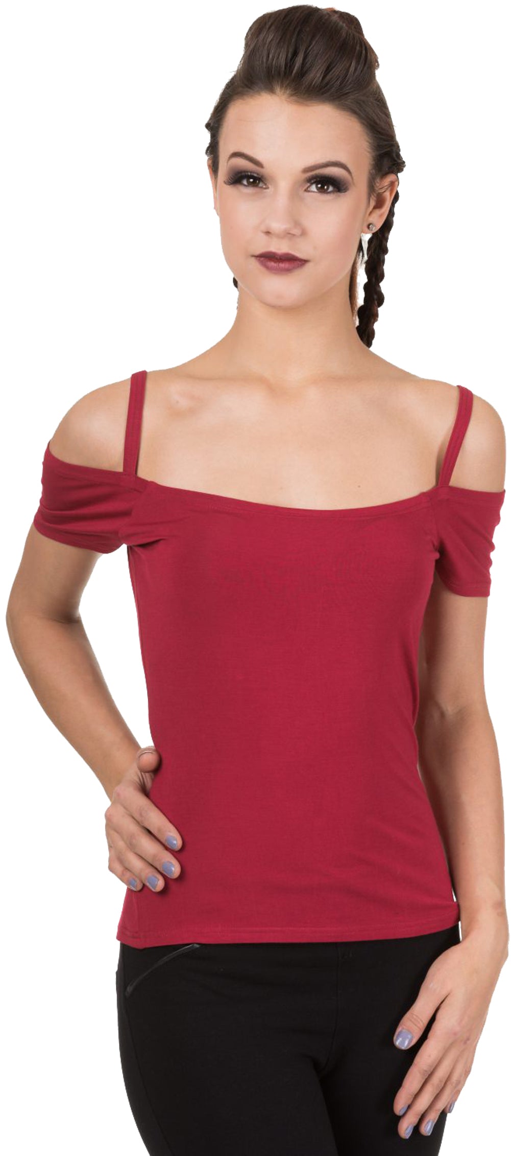 Banned_REMINISCE_Retro_Strap_Basic_Oberteil_SHIRT_rot