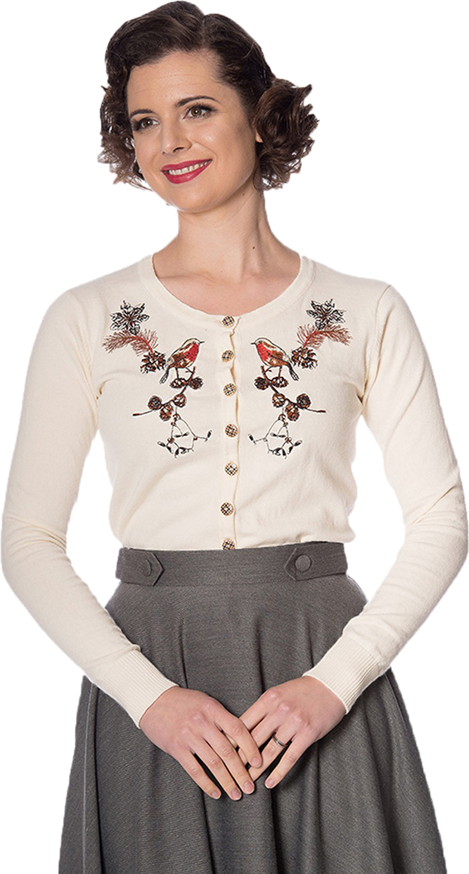 Banned_ROCKIN_ROBIN_Vintage_BIRD_Branch_Cone_CARDIGAN_Strickjacke_killer_kirsche
