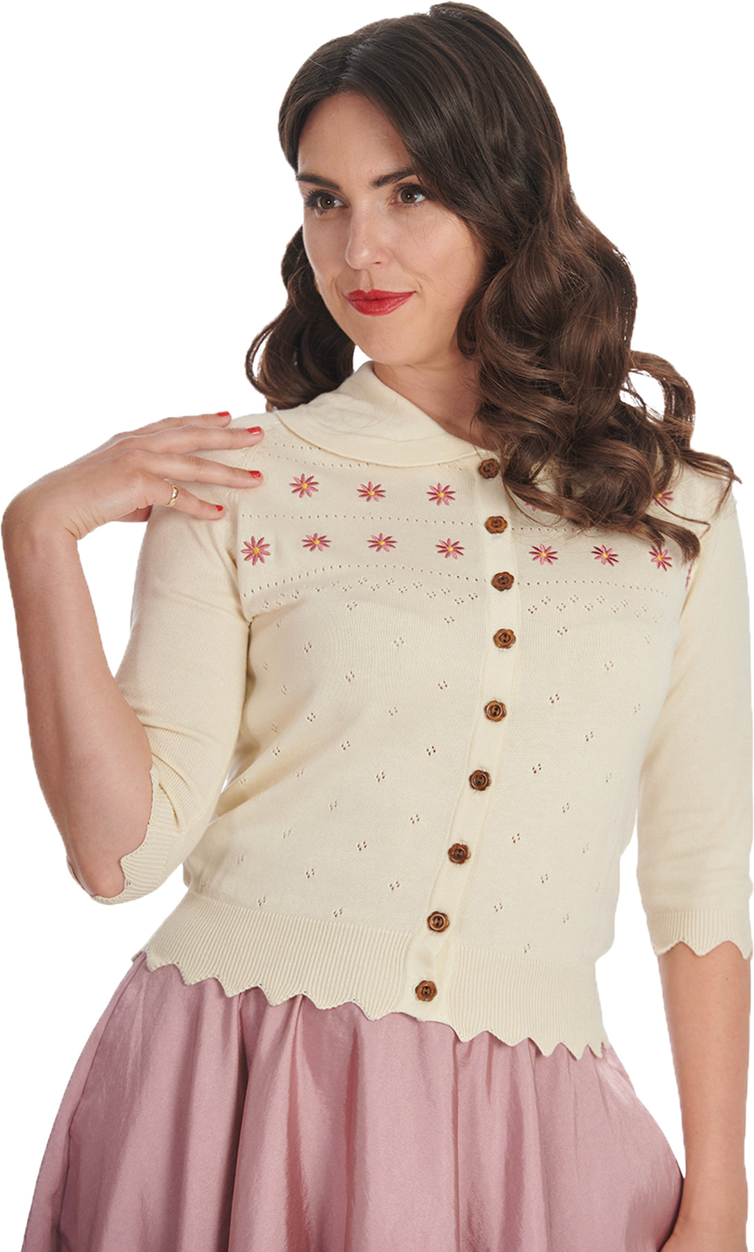 Banned_ROSE_AJOUR_Blumen_STICKEREI_Lochmuster_Halbarm_CARDIGAN_Strickjacke_Killer_Kirsche-1