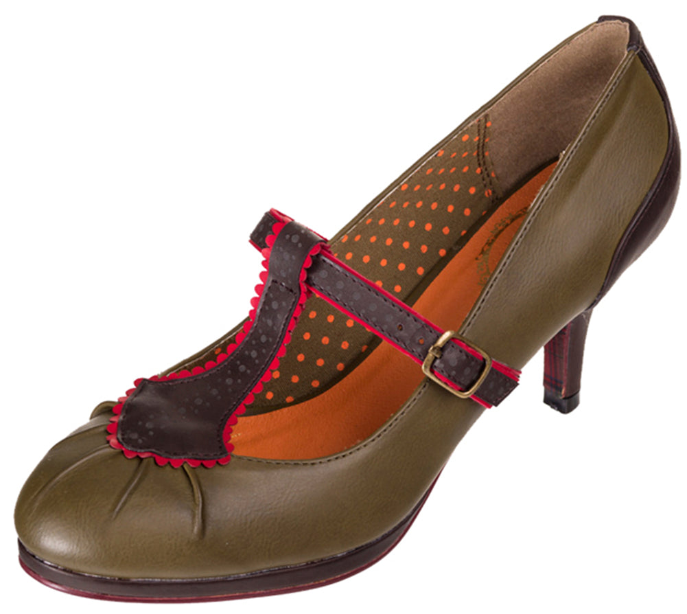 Banned_ROSE_LEE_40s_MARY_JANE_Budapester_Riemchen_T-Strap_PUMPS_Khaki23SxyeJWAkdbw
