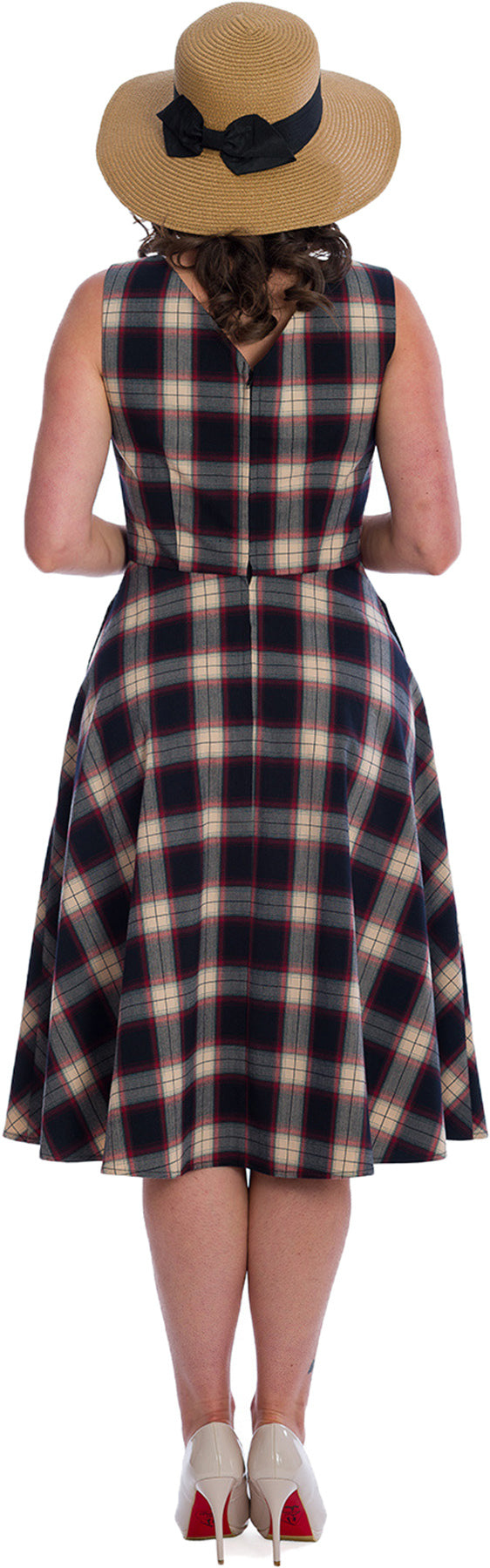 Banned_SAIL_DAY_Vintage_TARTAN_Karo_Check_V-NECK_50s_Traeger_SWING_DRESS_Kleid_Killer_Kirsche-4
