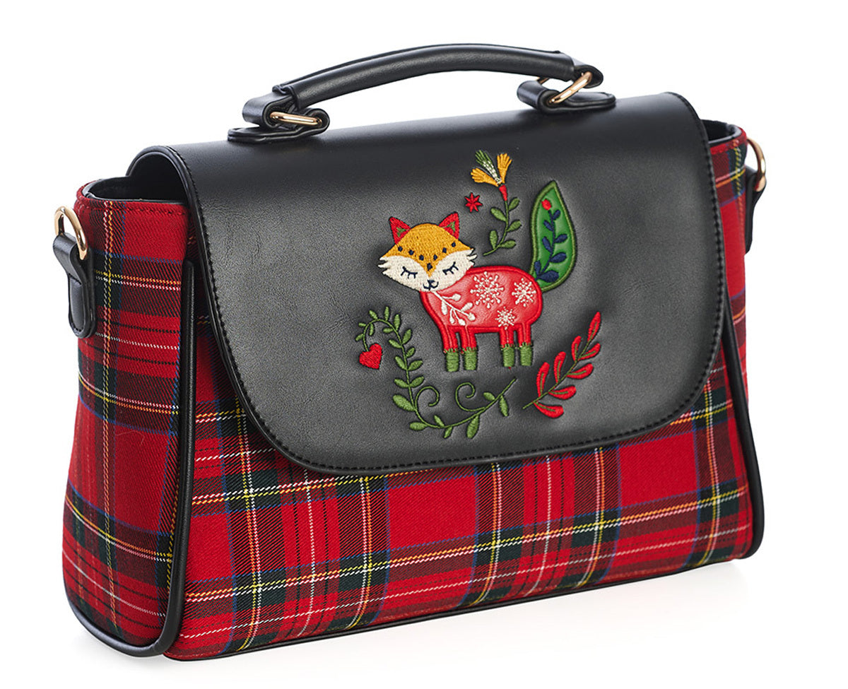 Banned_SCANDI_DECORATED_FOX_Retro_FUCHS_Floral_Schottenmuster_50s_TASCHE_Handbag-3