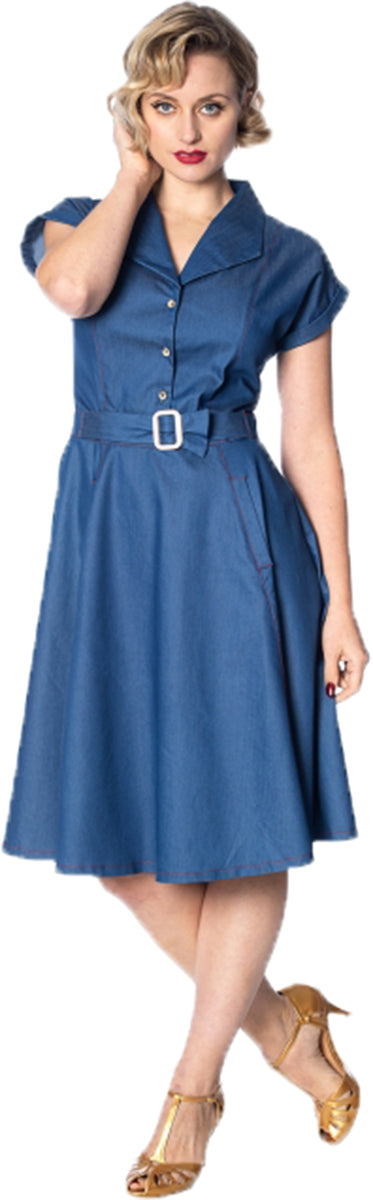 Banned_SEASIDE_DINER_Vintage_CHAMBRAY_Collar_SWING_Dress_KLEID-2