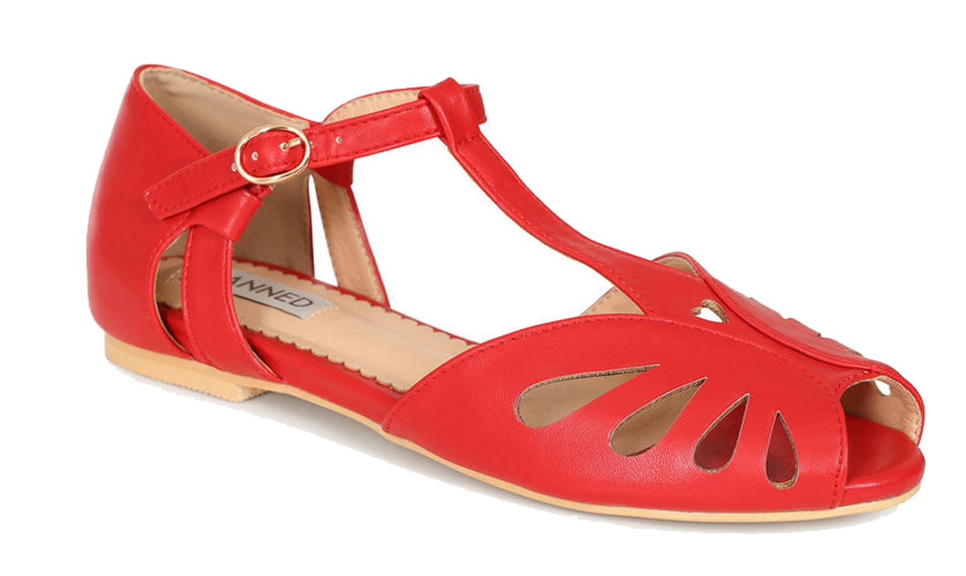 Banned_SECRET_LOVE_Retro_CUT-OUT_Dapper_Riemchen_Peeptoe_SANDALEN_Flats_-_Kirschrot-1
