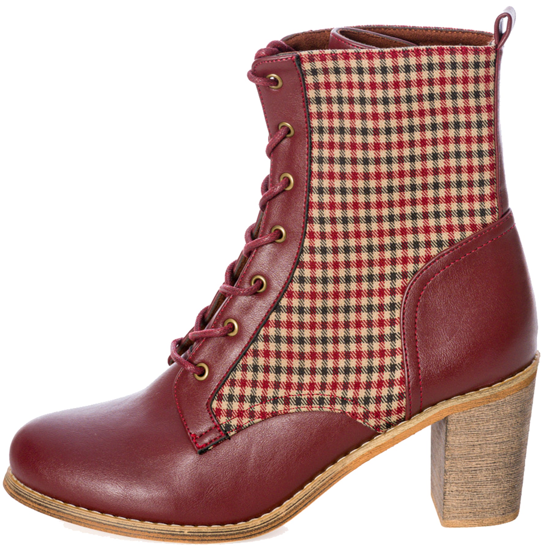 Banned_SHAKE_YOUR_BOOTY_Pepita_Karo_BLOCK_HEEL_Schnuerstiefel_BOOTS_Bordeaux_killer_kirsche_2FW4MZVLWkLBZb