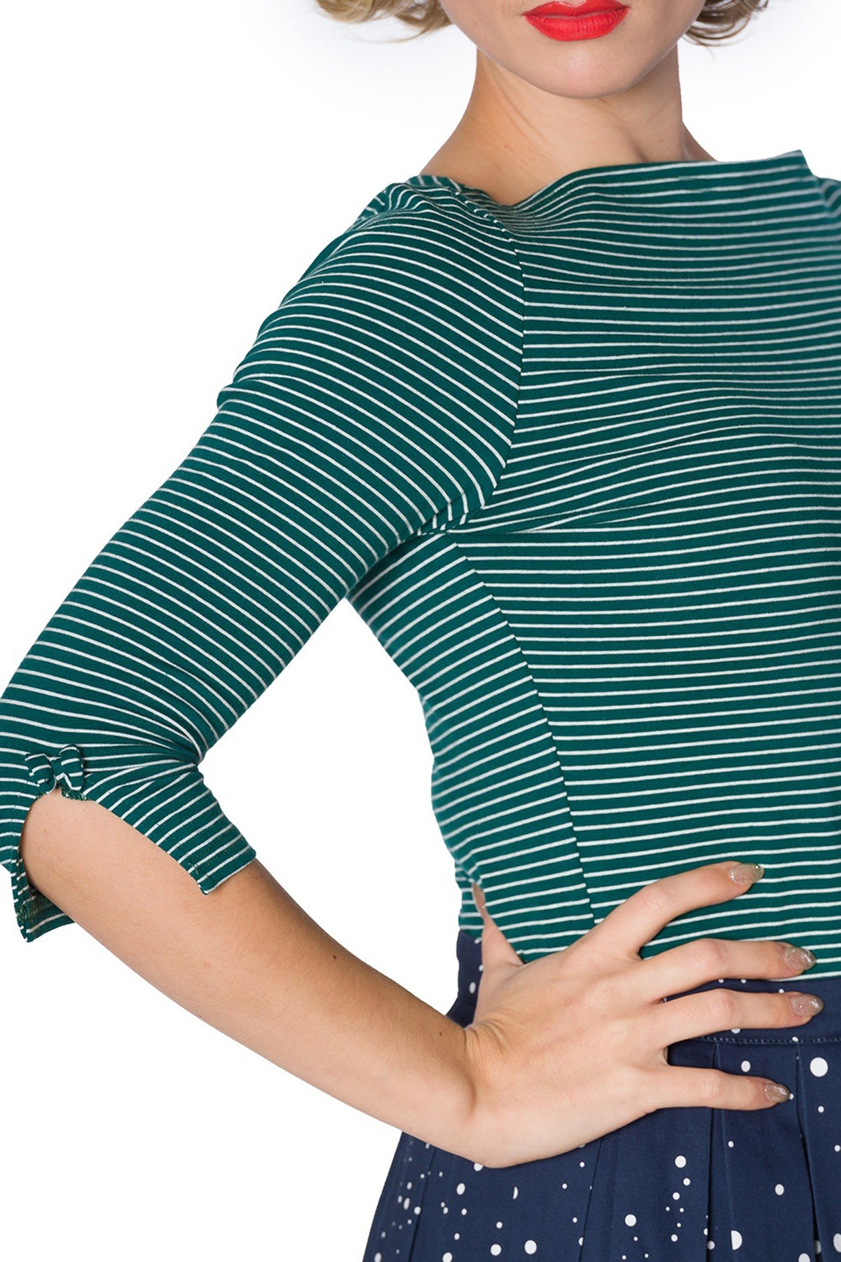Banned_SIMPLY_STRIPE_Vintage_STREIFEN_U-Boot-Ausschnitt_SHIRT_Oberteil_Gruen_killer_kirsche_49SmWwObZjvCFP