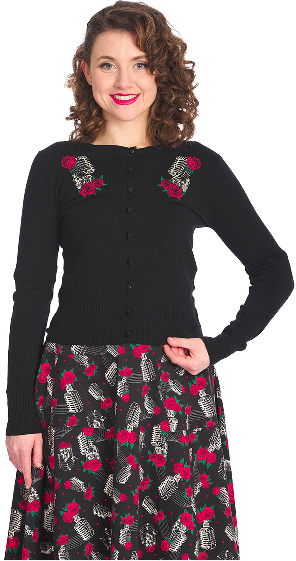 Banned_SINGING_ROSE_Embroidered_Retro_Langarm_CARDIGAN_Strickjacke_killer_kirsche_1