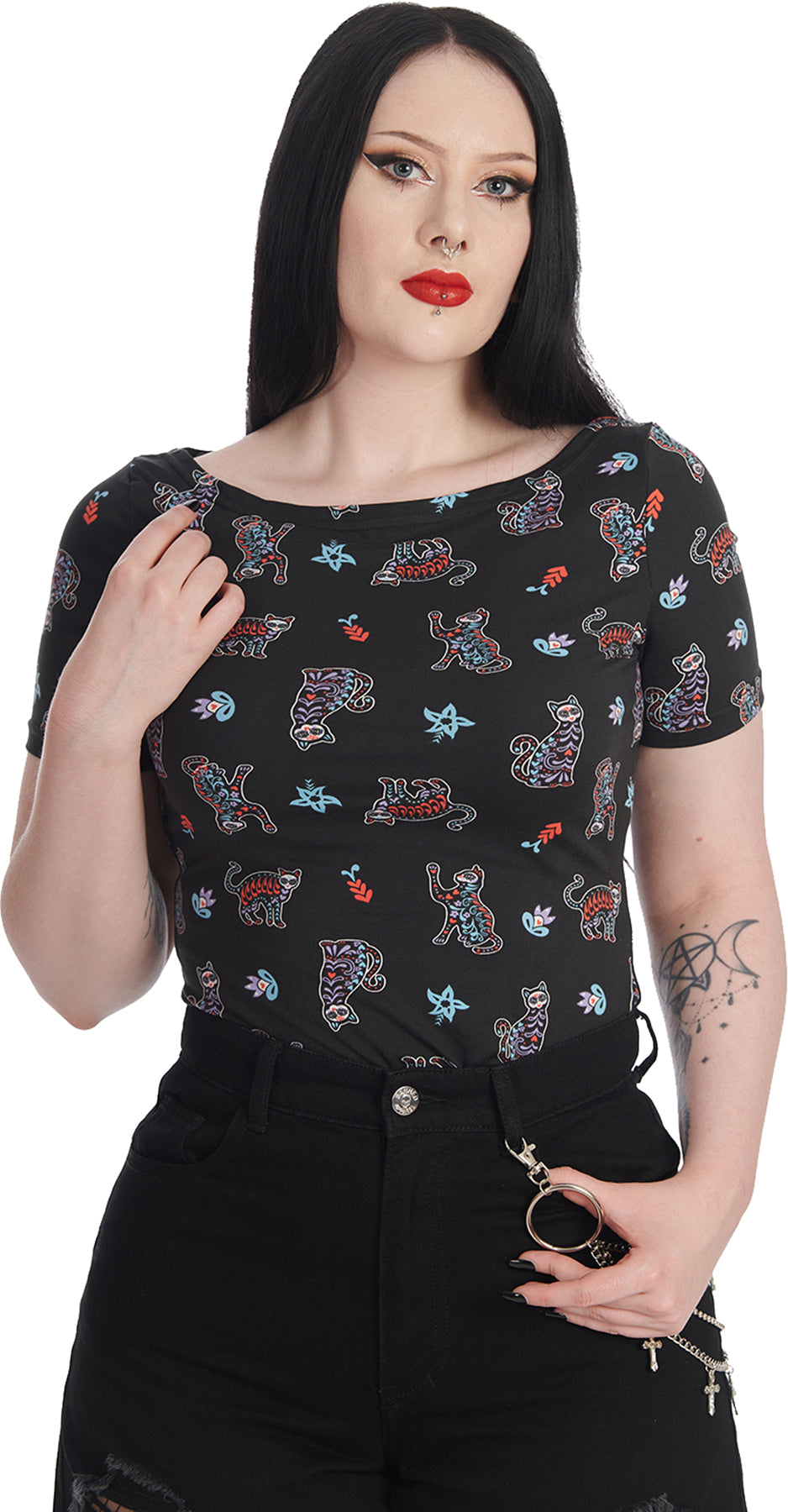 Banned_SKELETON_CAT_Creepy_KATZEN_Tattoo_Kurzarm_Top_T-SHIRT_Oberteil_killer_kirsche_1ac1kveH1m7vKn