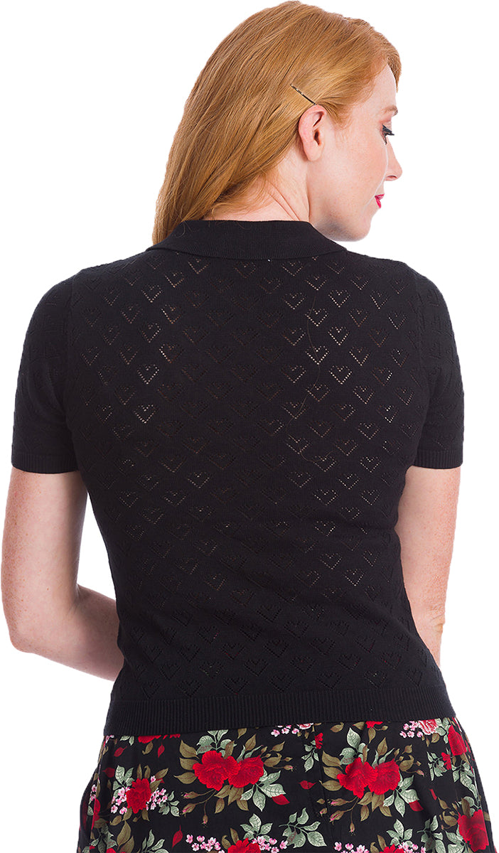 Banned_SMART_LOVE_50s_Heart_LOCHMUSTER_Kurzarm_Poloshirt_OBERTEIL_Schwarz-2