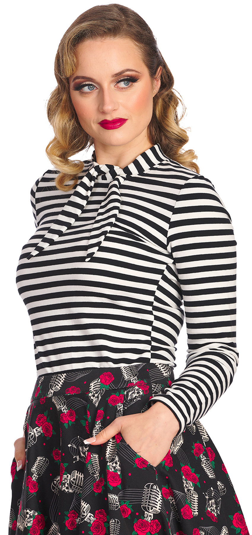 Banned_SPOOKS_and_STRIPES_Basic_STREIFEN_Vintage_RETRO_Langarm_SHIRT_Oberteil_-_Plus_Size_killer_kirsche_4