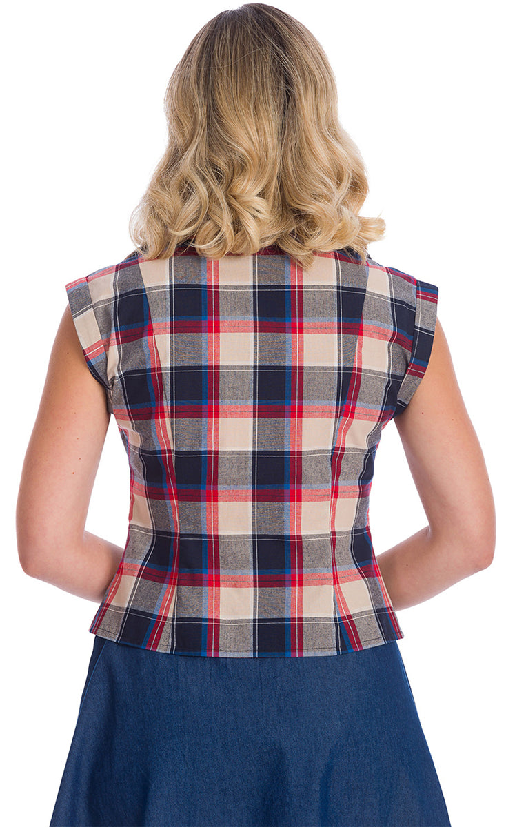 Banned_SUMMER_SEASIDE_Vintage_karo_Buttoned_V-Neck_BLUSE_Oberteil_kurzarm_killer_kirsche_3
