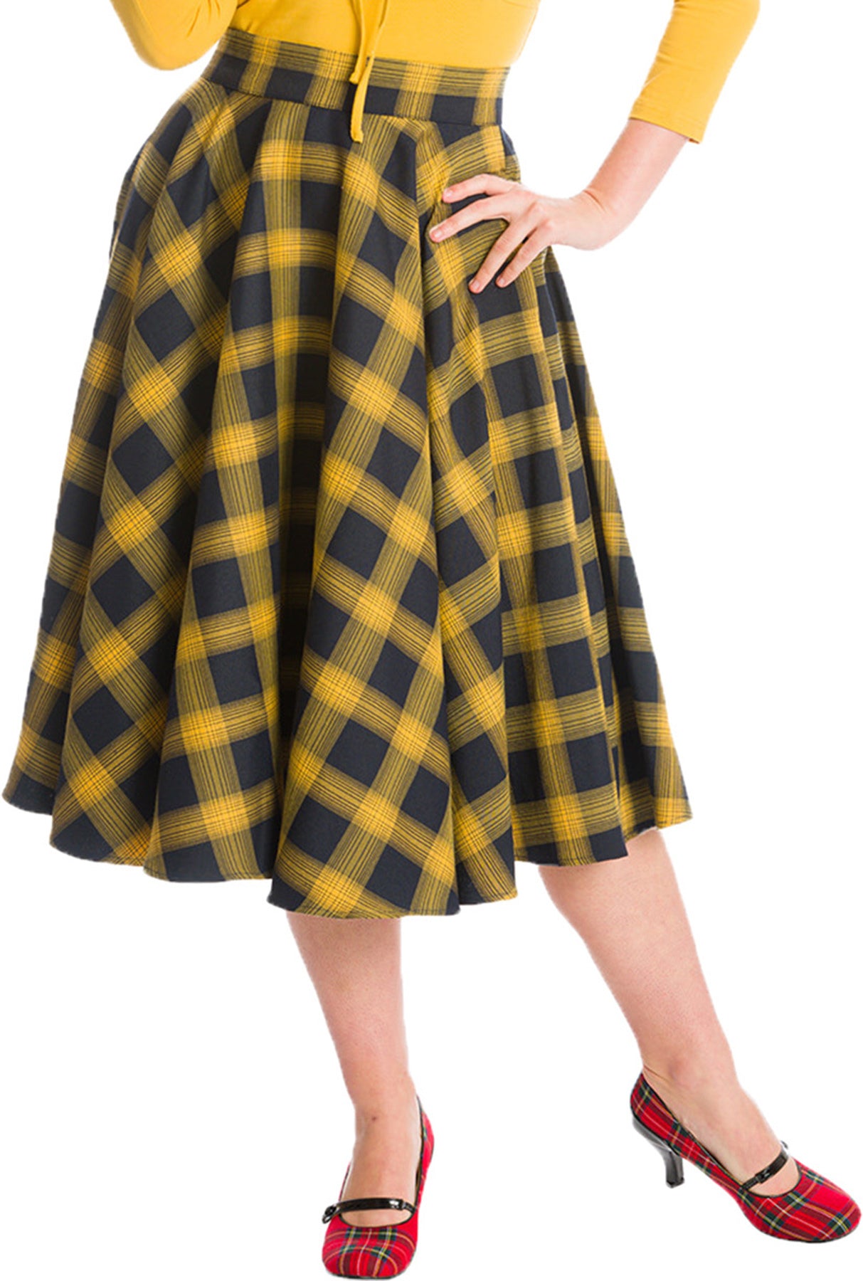 Banned_SWEET_CHECK_Vintage_KARO_Tartan_Tellerrock_SWING_SKIRT_Gelb-Navy_Killer_Kirsche-11XJJAaI71NT0WT
