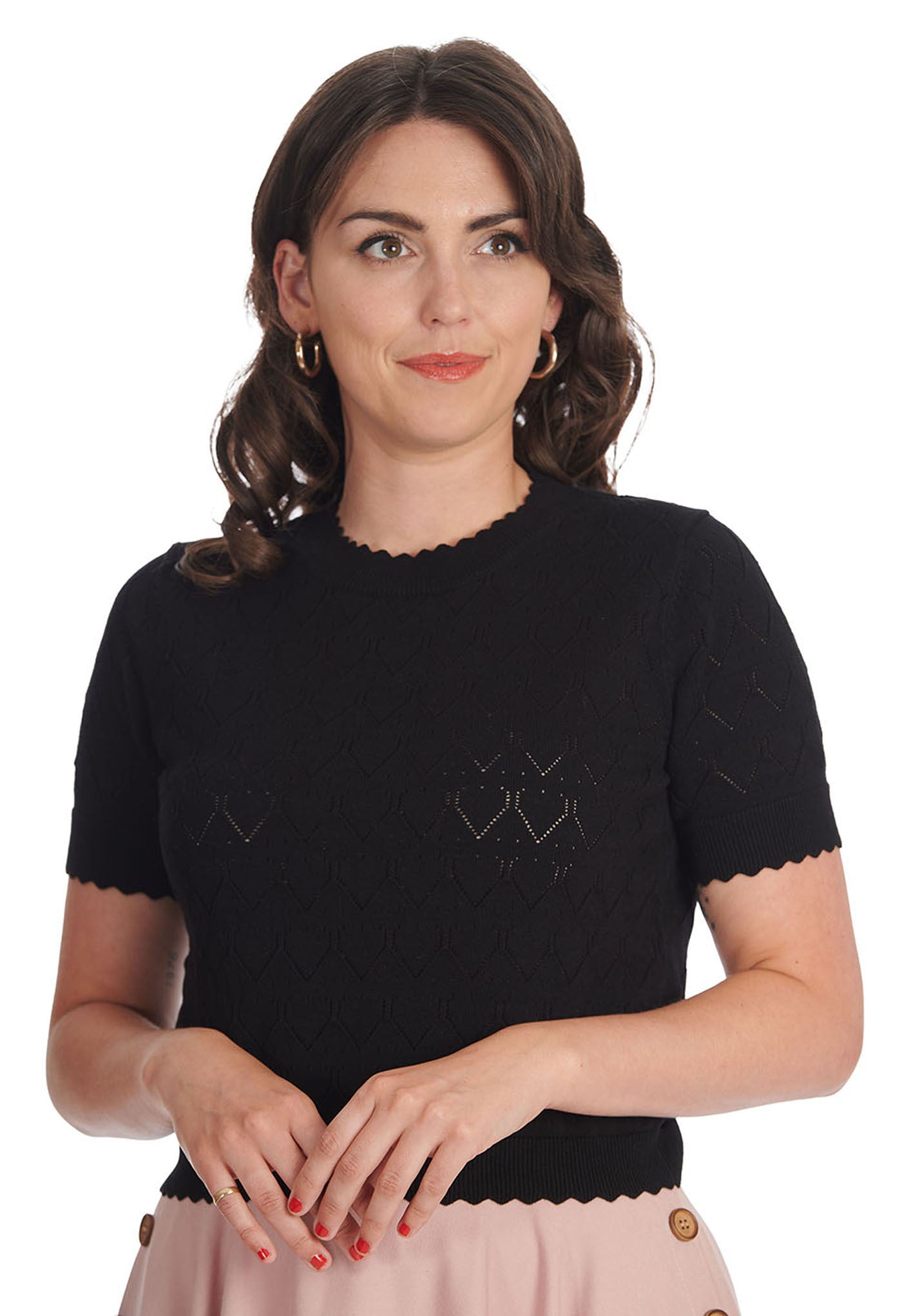 Banned_SWEET_GARDINA_Kurzarm_LOCHMUSTER_Feinstrick_SHIRT_Oberteil_-_Schwarz-1