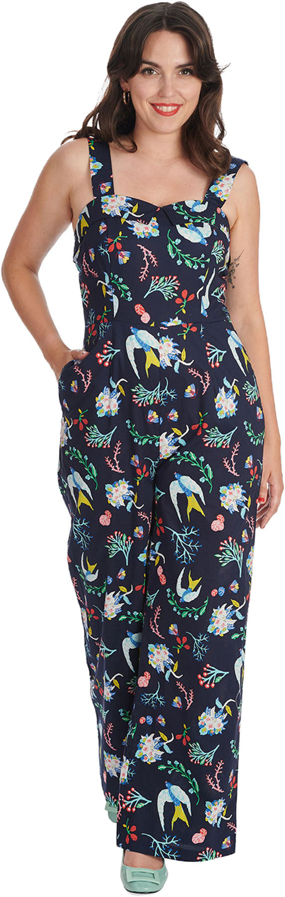 Banned_UNDER_THE_SEA_Vintage_SWALLOW_Floral_TRaeGER_Jumpsuit_OVERALL_Playsuit_Killer_Kirsche-2