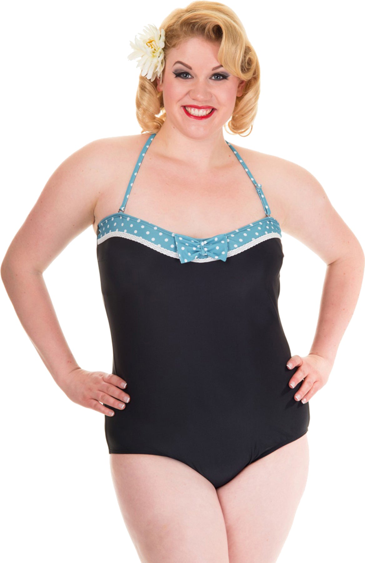 Banned_WINDING_ROAD_Retro_Punkte_BOW_Vintage_BADEANZUG_Plus_Size_killer_kirsche