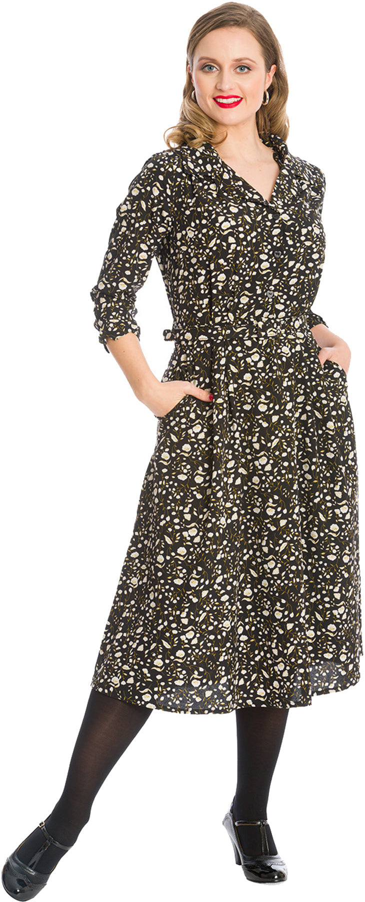 Banned_WINTER_BLOOMS_Vintage_FLORAL_V-Neck_50s_SWING_DRESS_Kleid_-_Schwarz_killer_kirsche_1