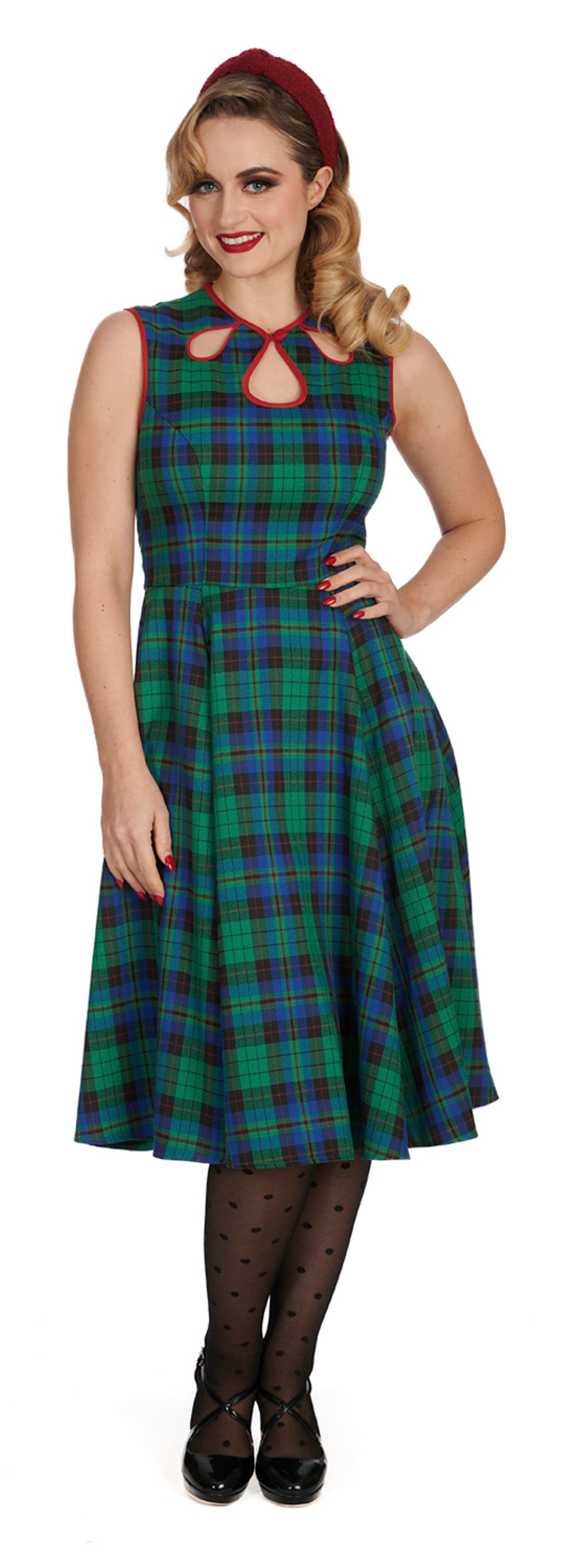 Banned_WINTER_CHECK__Vintage_Cut-Out_Tartan_Karo_50s_Flare_SWING_DRESS_Kleid_-_Dunkelgruen-2