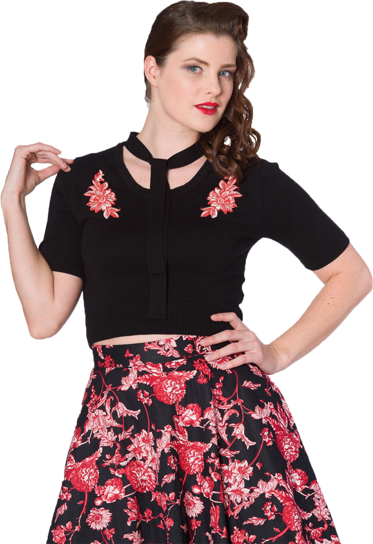 Banned_WINTER_FLOWER_Embroidery_BLUMEN_STICK_Halbarm_Feinstrick_SHIRT_Oberteil_Killer_Kirsche-1