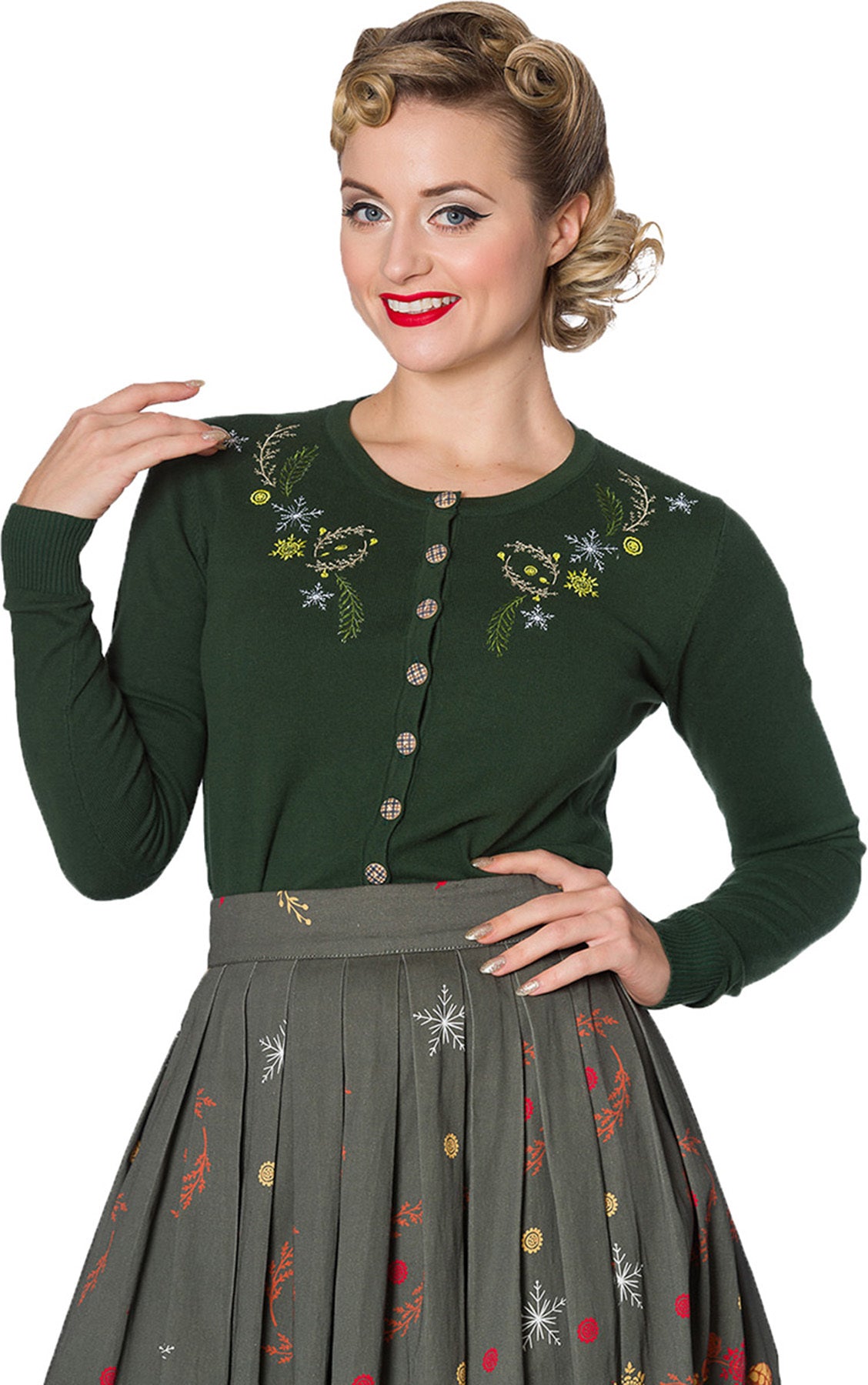 Banned_WINTER_LEAVES_Vintage_EMBROIDERY_Langarm_50s_CARDIGAN_Strickjacke_killer_kirsche