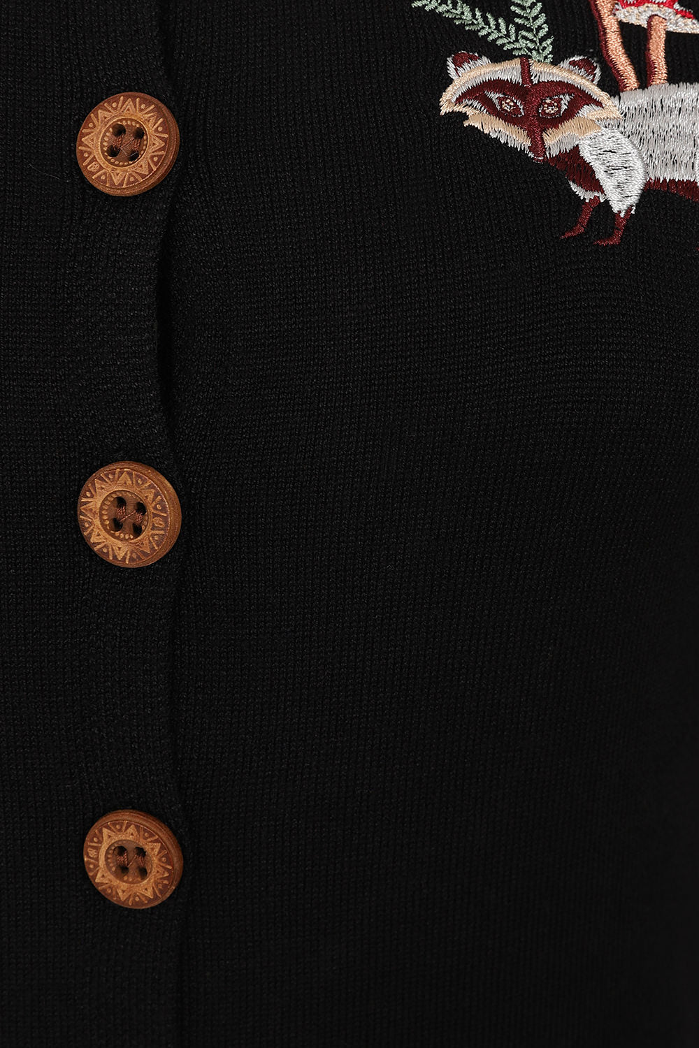 Banned_WOODLAND_MUSHROOM_Retro_Waschbaer_Racoon_STICK_CARDIGAN_Strickjacke__Schwarz-33