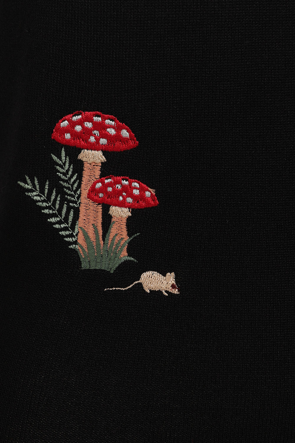 Banned_WOODLAND_MUSHROOM_Retro_Waschbaer_Racoon_STICK_CARDIGAN_Strickjacke__Schwarz-4