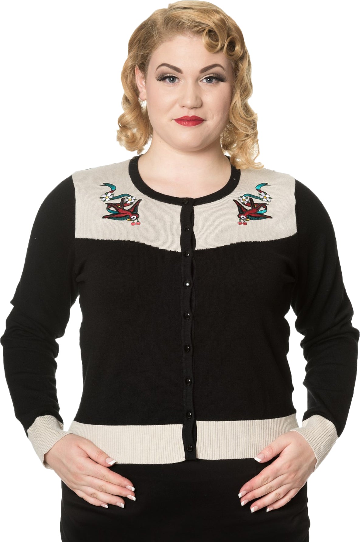 Banned_YOUNG_LOVE_Schwalben_OLDSHOOL_Tattoo_CARDIGAN_Strickjacke_-_Plus_Size_killer_kirsche_1