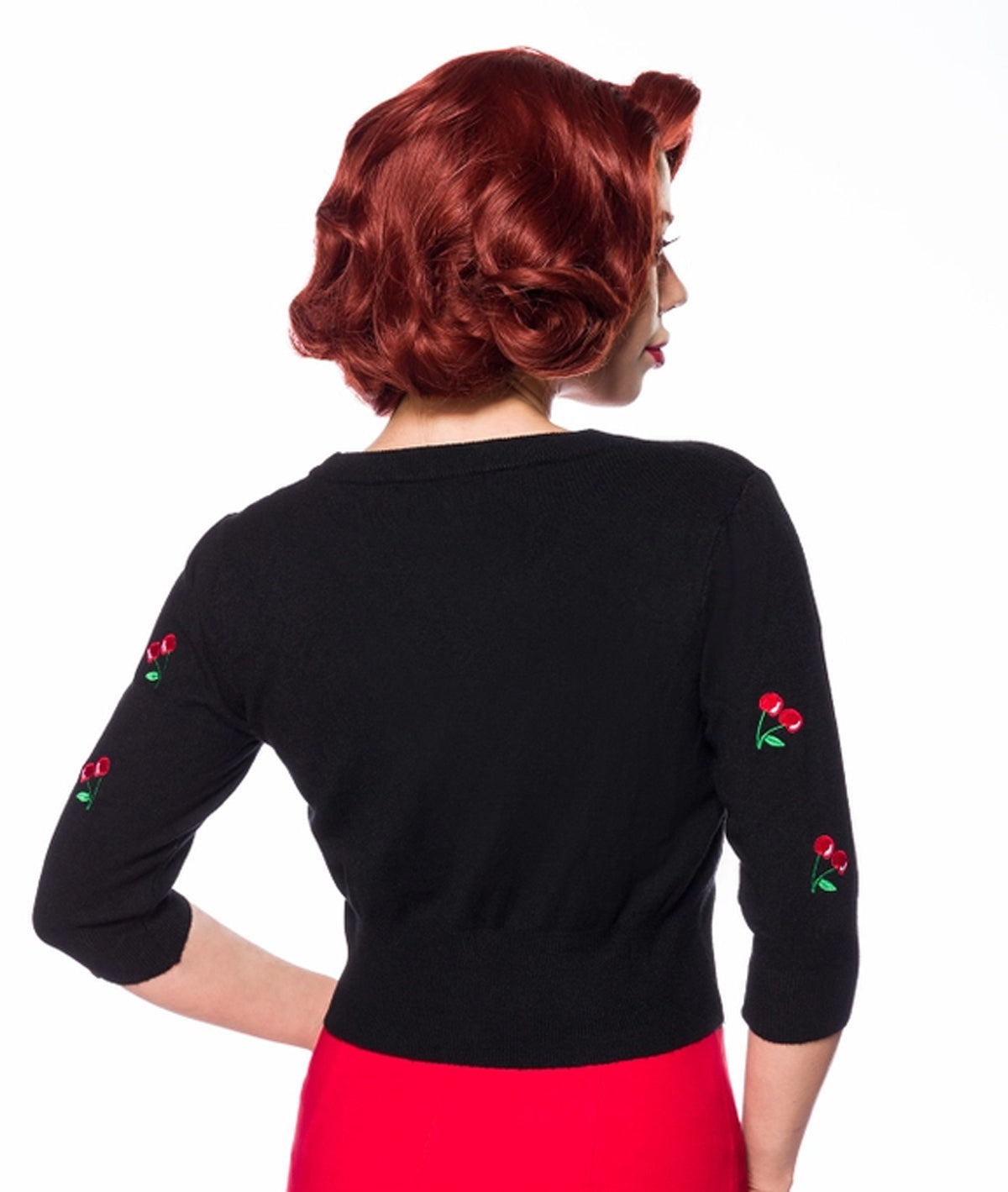 Belsira_CHERRY_VINTAGE_V-Neck_Kirschen_Strick_CARDIGAN_Stickjacke_-_Schwarz-2