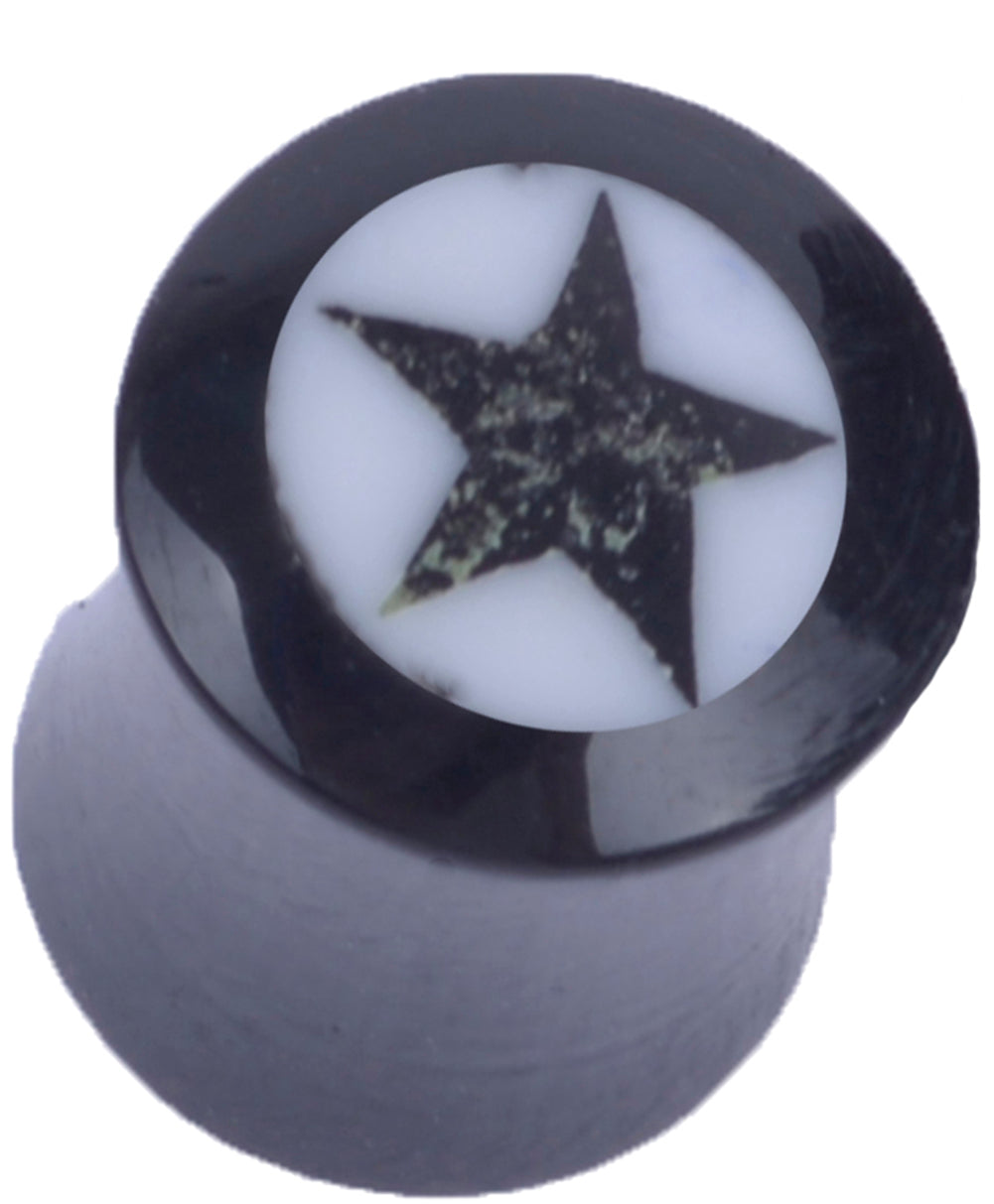 Black_STAR_Stern_OLdschool_Ohr_PLUG_Piercing_-_8mm