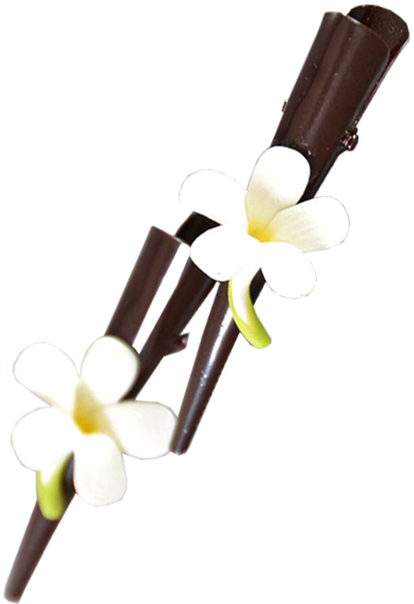 Blumen_FLOWER_Haarspange_HAARCLIP_1_Paar_braun_Weiss