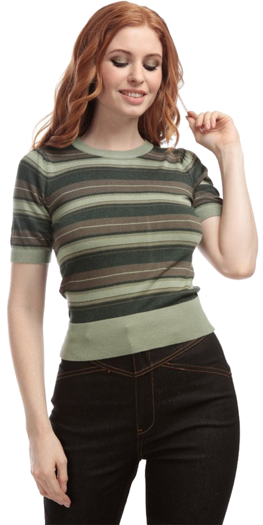 Bright_Beautiful_BELLA_MOSS_STRIPE_Retro_STREIFEN_Kurzarm_Feinstrick_SHIRT_killer_kirsche