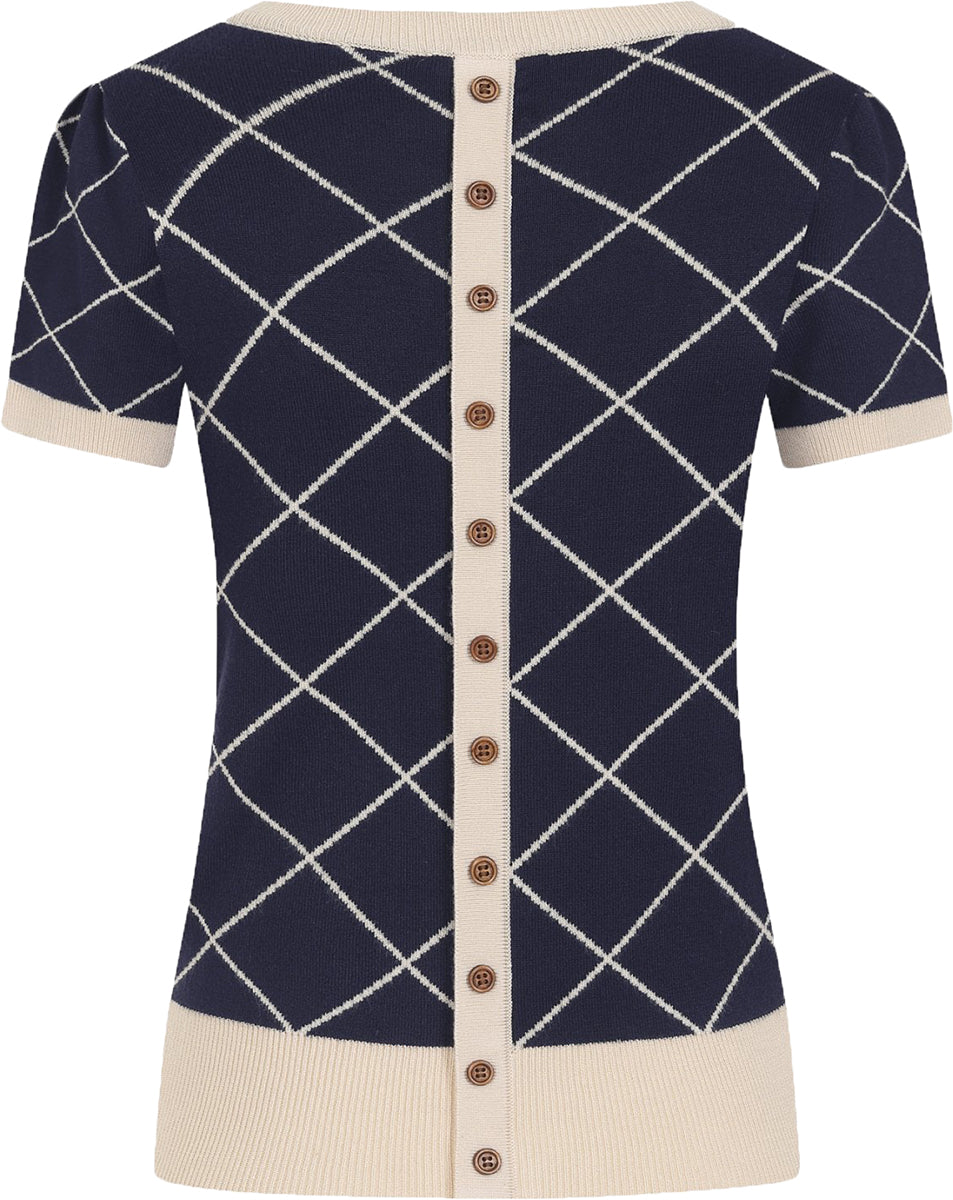 Bright_and_Beautiful_BELLA_SUMMER_HARLEQUIN_Retro_Kurzarm_Feinstrick_SHIRT_Blau-2