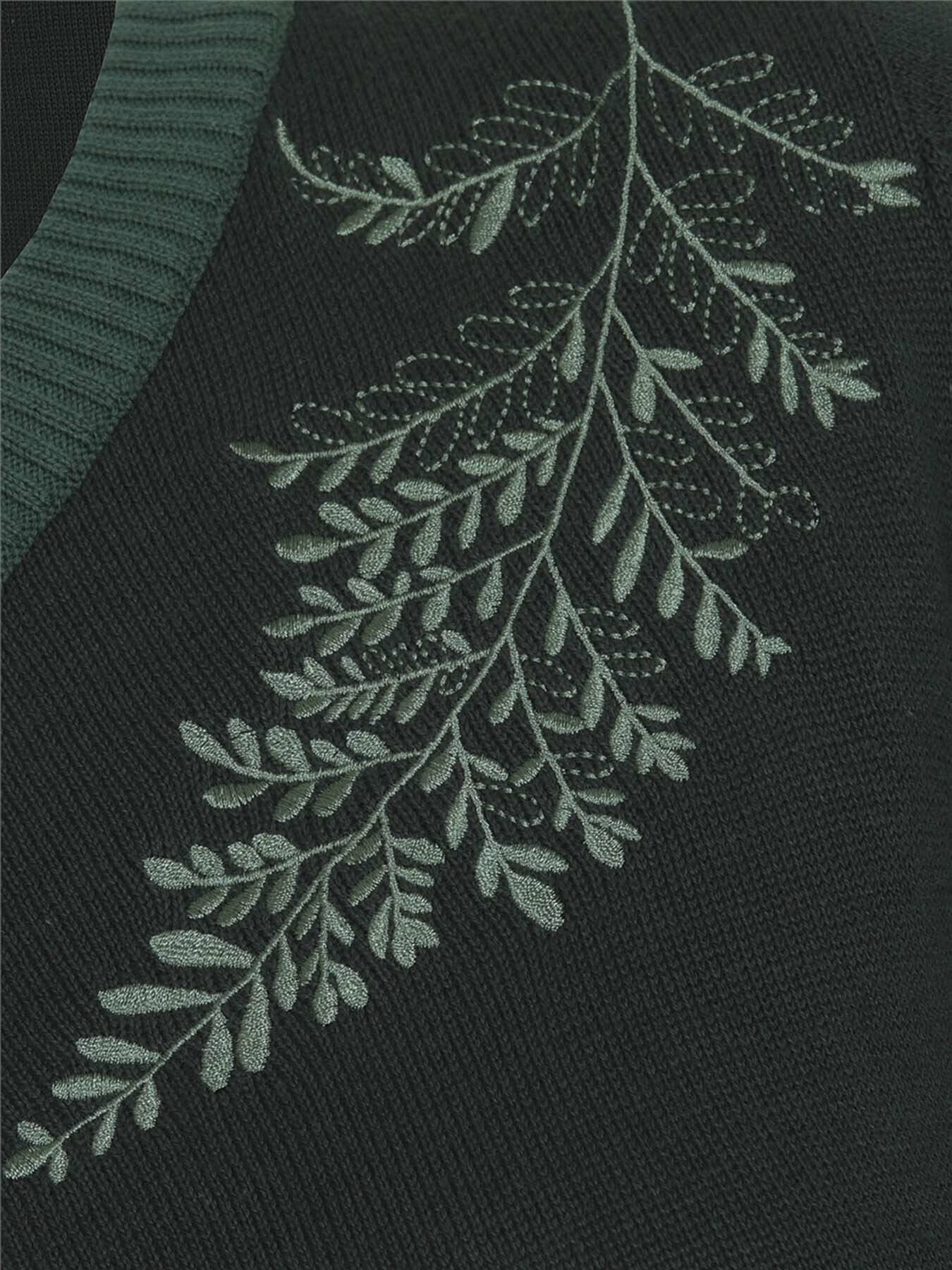 Bright_and_Beautiful_CLARIS_Vintage_EMBROIDERED_FERN_Retro_JUMPER_Pullover_Gruen_killer_kirsche_3
