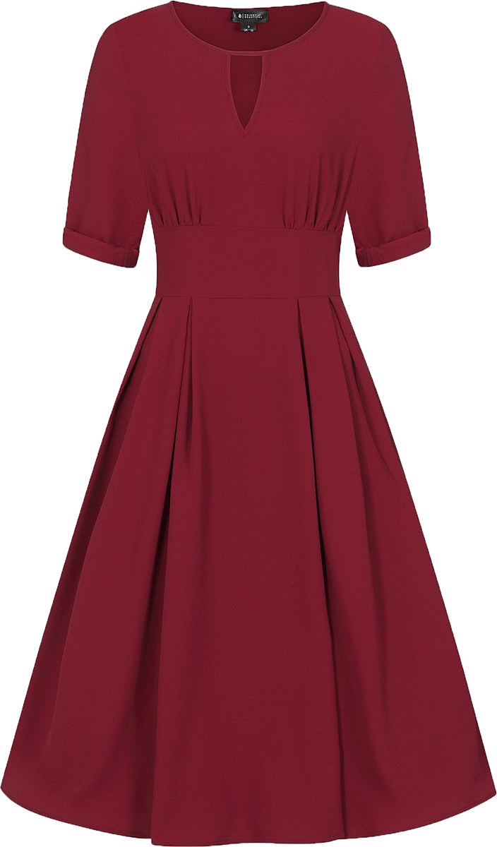 Bright_and_Beautiful_CLEMENTINE_Vintage_PLAIN_50s_Swing_Dress_KLEID_Rot-2