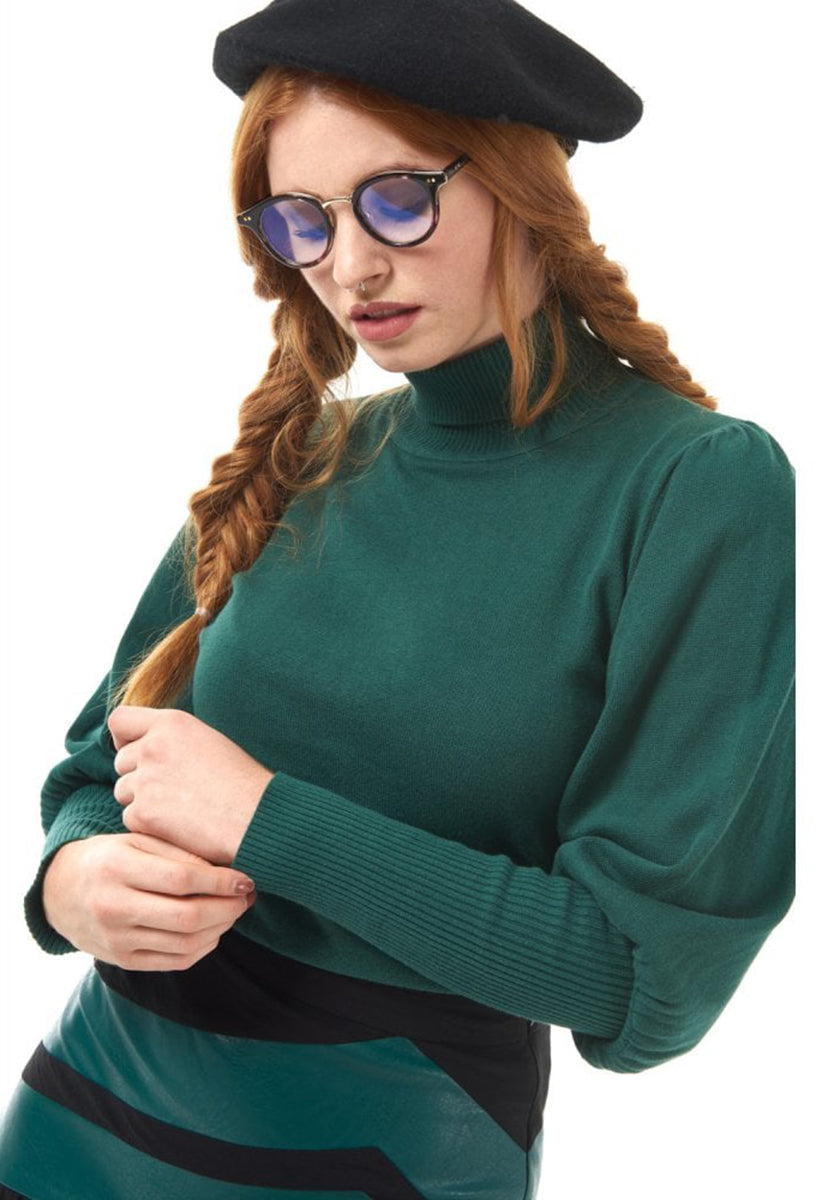 Bright_and_Beautiful_KAY_Retro_ROLLKRAGEN_Puff_Sleeve_JUMPER_Pullover_Gruen-1