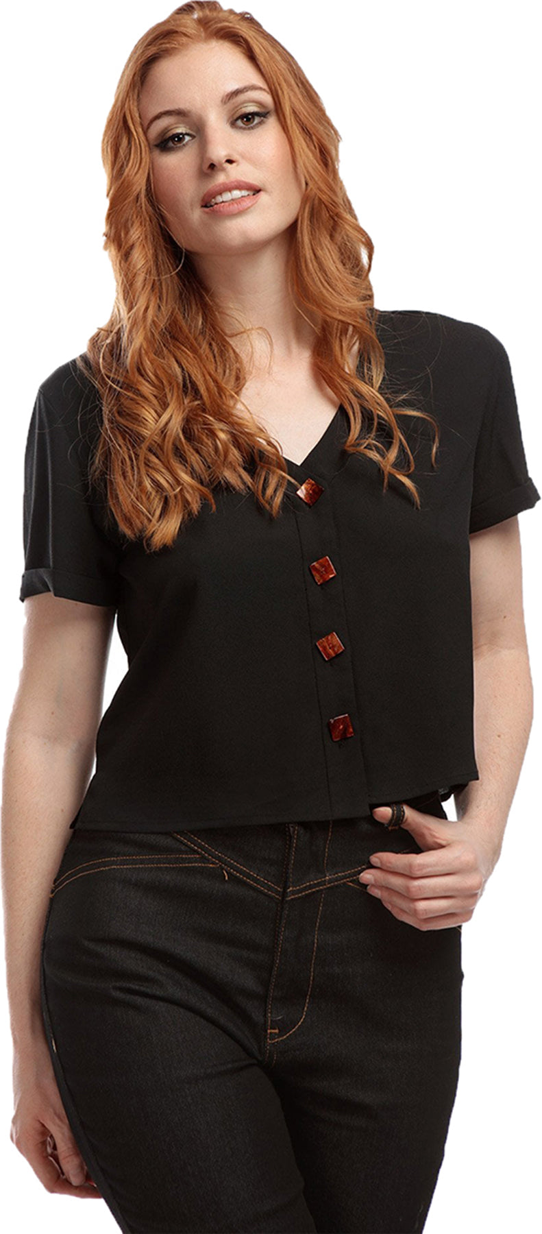 Bright_and_Beautiful_TALIA_Vintage_SQUARE_BUTTONS_Kurzarm_BLOUSE_Bluse_Schwarz_killer_kirsche