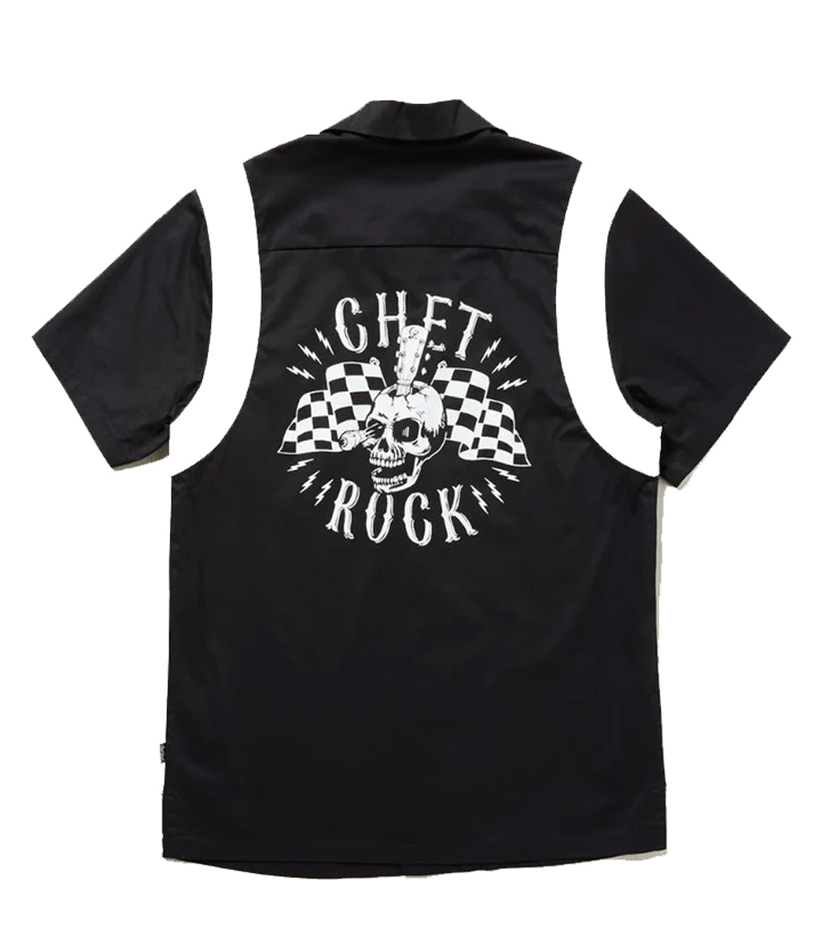 Chet_Rock_GUITAR_HEAD_Print_Retro_KURZARM_Herren_50s_BOWLING_HEMD_Shirt_-_Schwarz-2