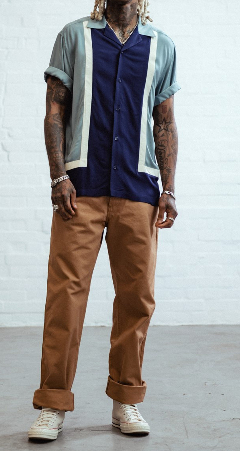 Chet_Rock_WALTER_Retro_CONTRAST_PANEL_Kurzarm_BOWLING_SHIRT_Hemd_Blau_killer_kirsche_7