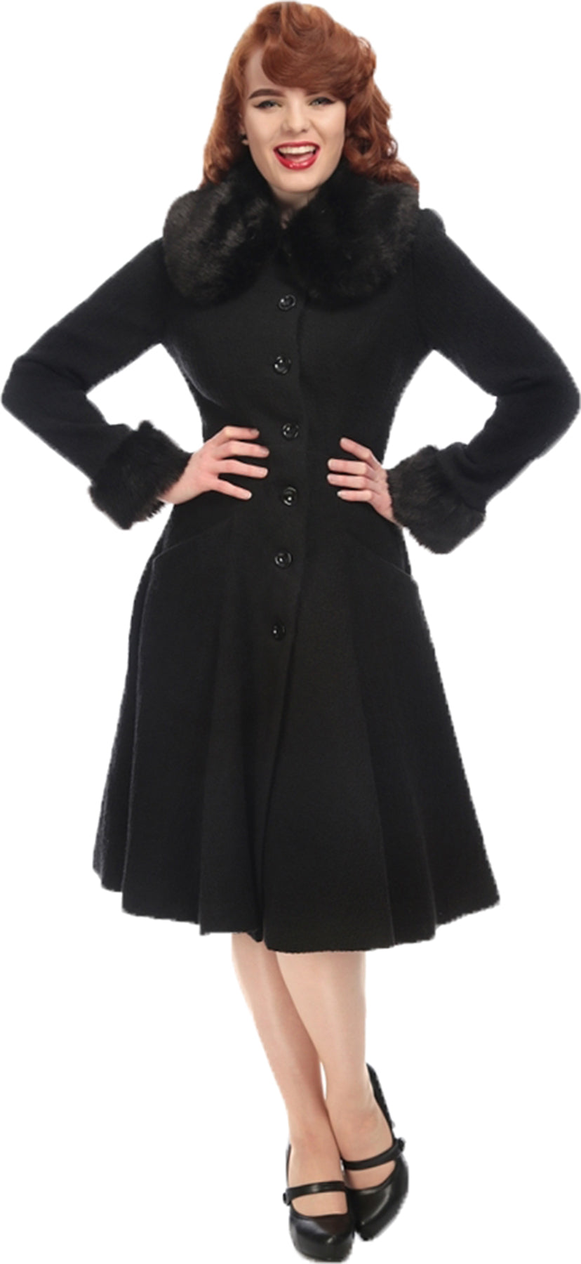 Collectif_ALISE_Vintage_FAUX_FUR_Kragen_50s_A-Linie_SWING_COAT_Mantel_Schwarz_Killer_Kirsche-1