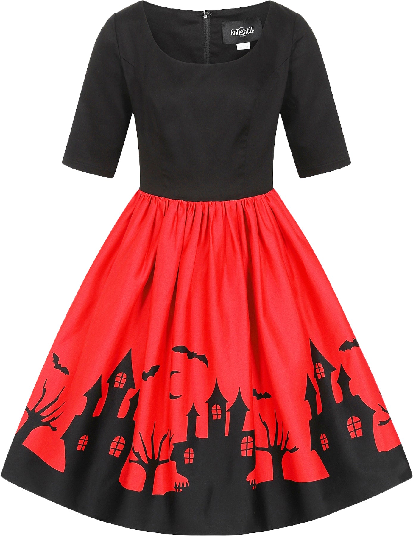 Collectif_AMBER-LEA_Spooky_HAUNTED_HOUSE_Retro_Dreiviertelarm_SWING_DRESS_Kleid_Killer_Kirsche_11