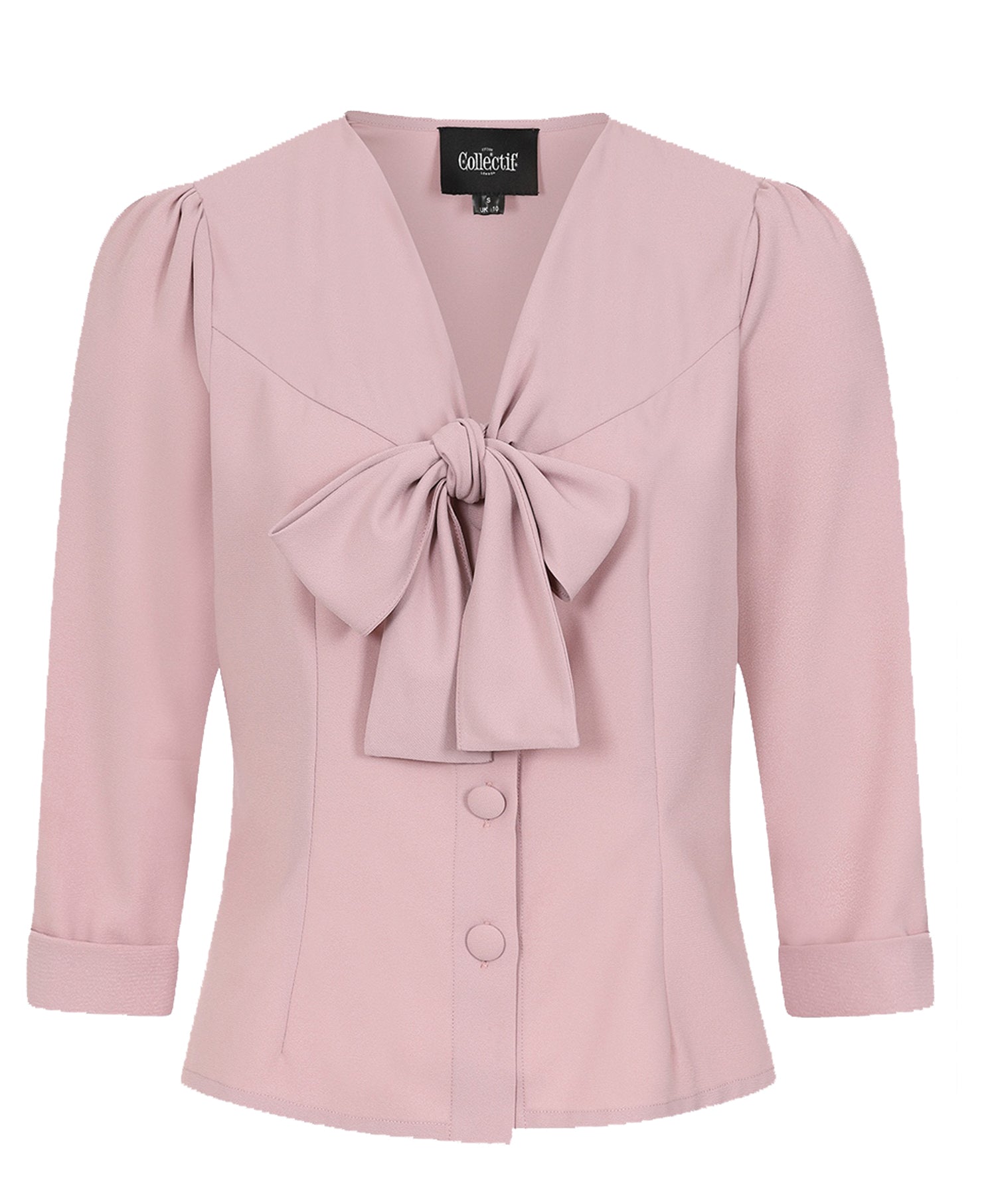 Collectif_ANDRA_PLAIN_Vintage_SCHLEIFE_Bow_VNECK_50s_Schluppenbluse_BLOUSE__Altrosa-23rrm1czE4AV11