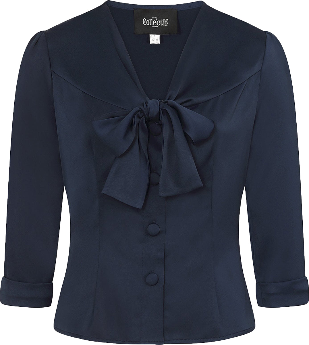 Collectif_ANDRA_Vintage_SCHLEIFE_Bow_V-NECK_50s_Schluppenbluse_BLOUSE_Blau-2GMjC0spSeKZUe