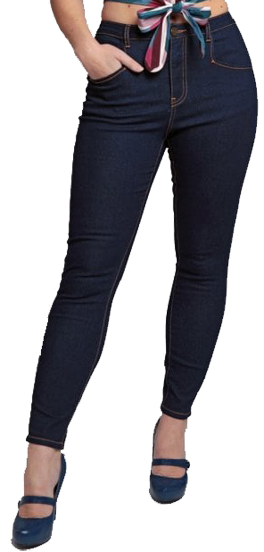Collectif_ANGELA_Vintage_HIGH_WAIST_Slim_Fit_Retro_DENIM_Jeanshose_Dunkelblau_killer_kirscheqSTsiURluiPYF