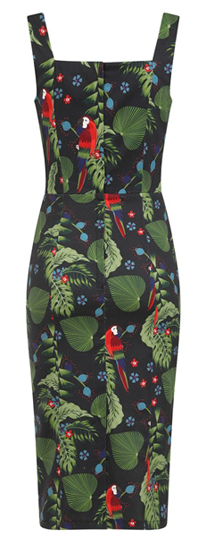 Collectif_ANITA_50s_Parrot_Paradise_ARA_Papagei_SWEETHEART_Traeger_PENCIL_DRESS_Bleistiftkleid_killer_kirsche_3