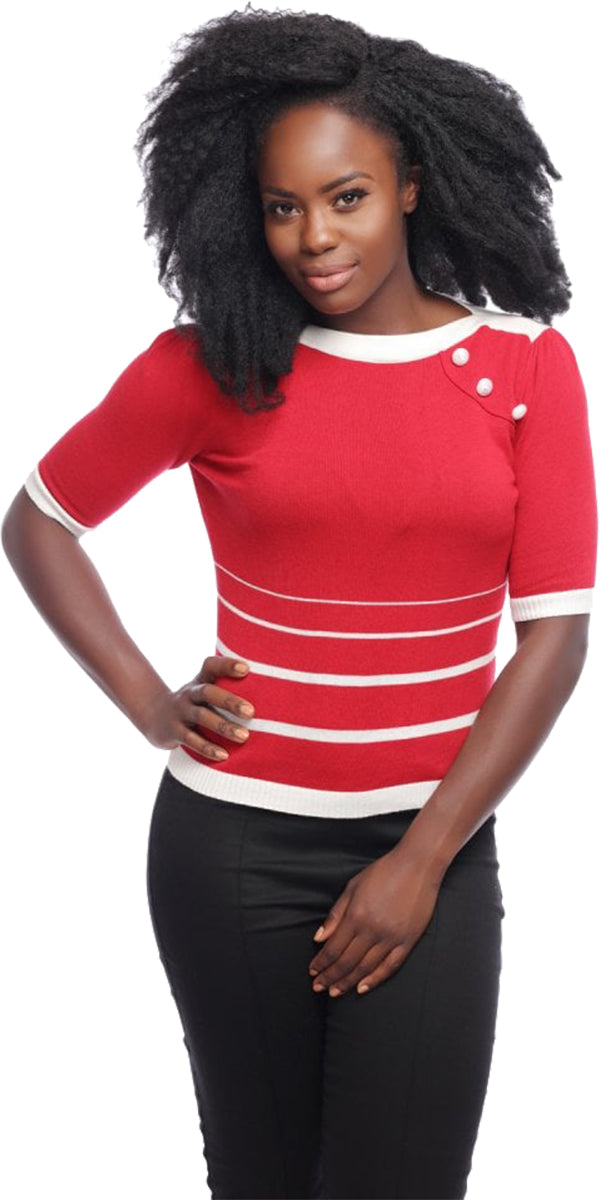 Collectif_ARMANDA_Vintage_STRIPED_Streifen_Halbarm_JUMPER_Pullover_Rot-1