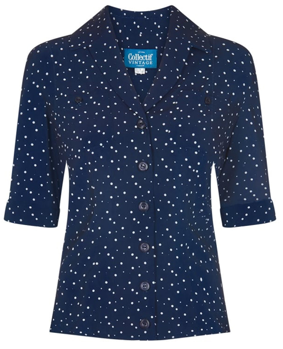 Collectif_AUBREY_Vintage_SPECKLED_POLKA_DOT_Punkte_Collar_SHIRT_Bluse-2