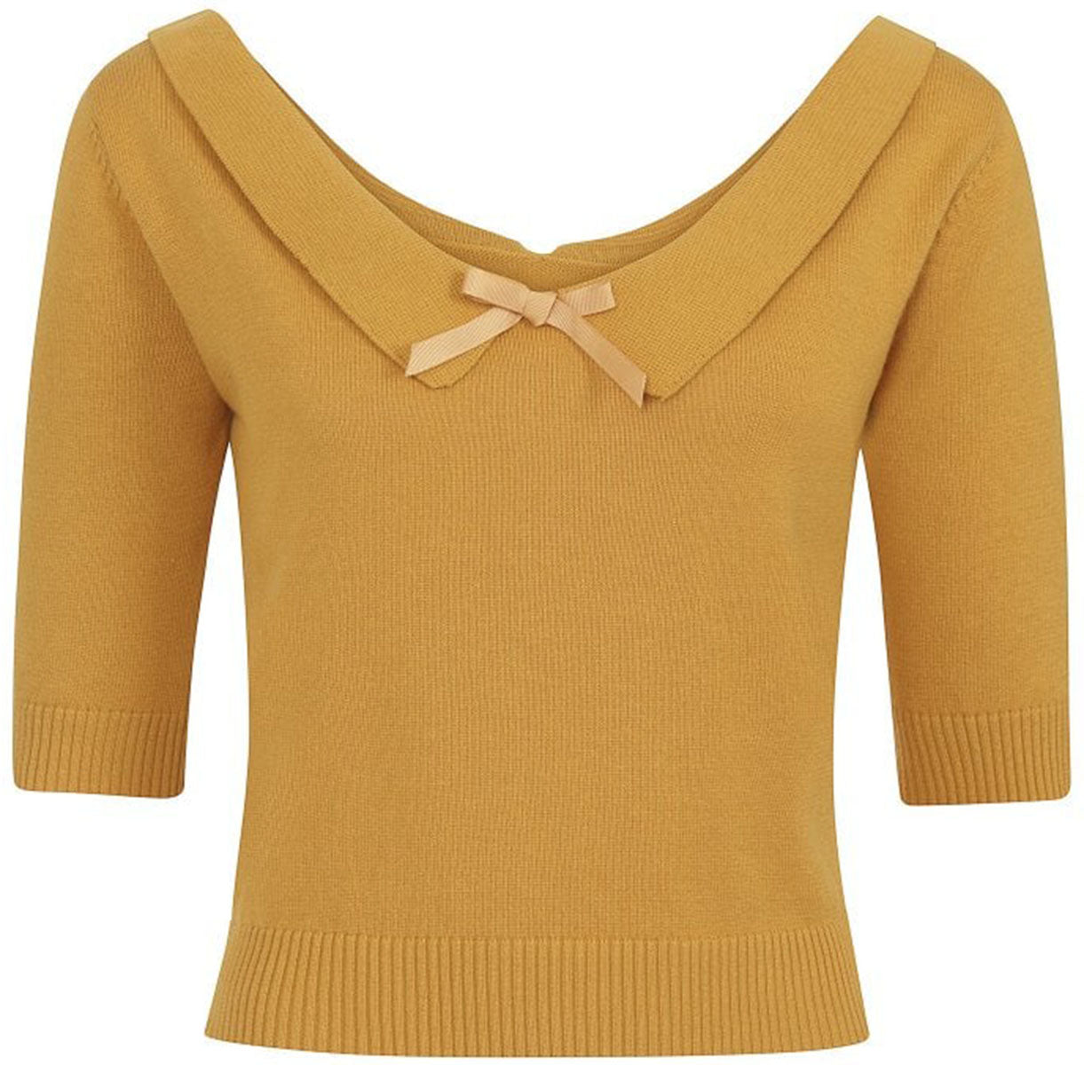 Collectif_BABETTE_Vintage_BOW_Collar_3-4_Arm_JUMPER_Pullover_-_Senfgelb2PWxpv71AOb5lb