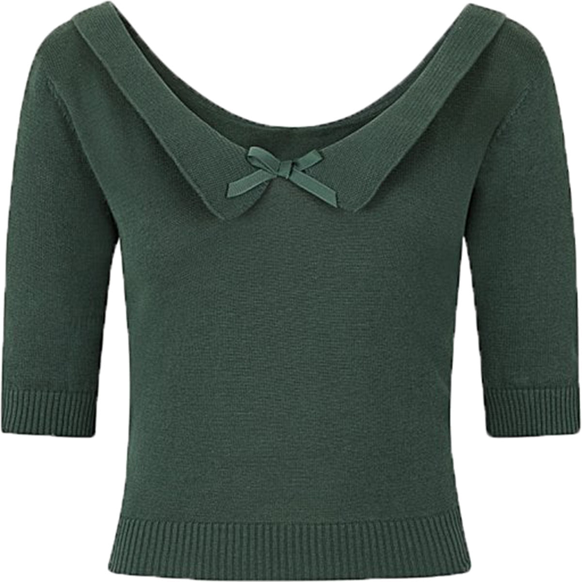 Collectif_BABETTE_Vintage_BOW_Collar_Dreiviertelarm_JUMPER_Pullover_Gruen-2