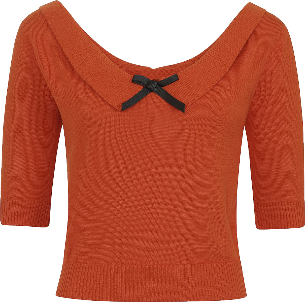 Collectif_BABETTE_Vintage_BOW_Collar_Dreiviertelarm_JUMPER_Pullover_Orange-2