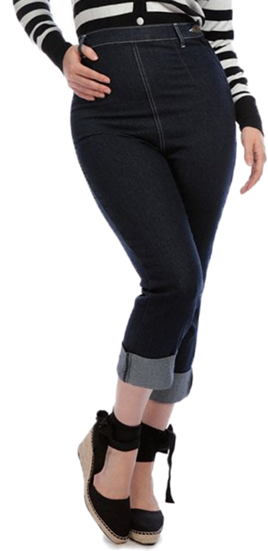 Collectif_BAMBIE_Vintage_HIGH_WAISTED_50s_Slim_Fit_Denim_CAPRI_JEANS_Hose_killer_kirschecLEiurCQLM4vb