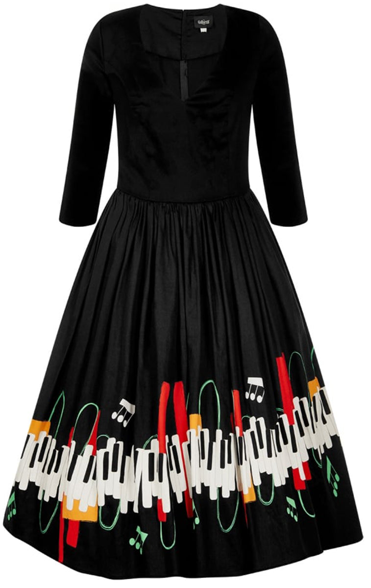 Collectif_BILLIE_Vintage_JAZZ_PIANO_V-Neck_Musiknoten_SWING_Dress_Kleid-2N9QPIHu3segyN